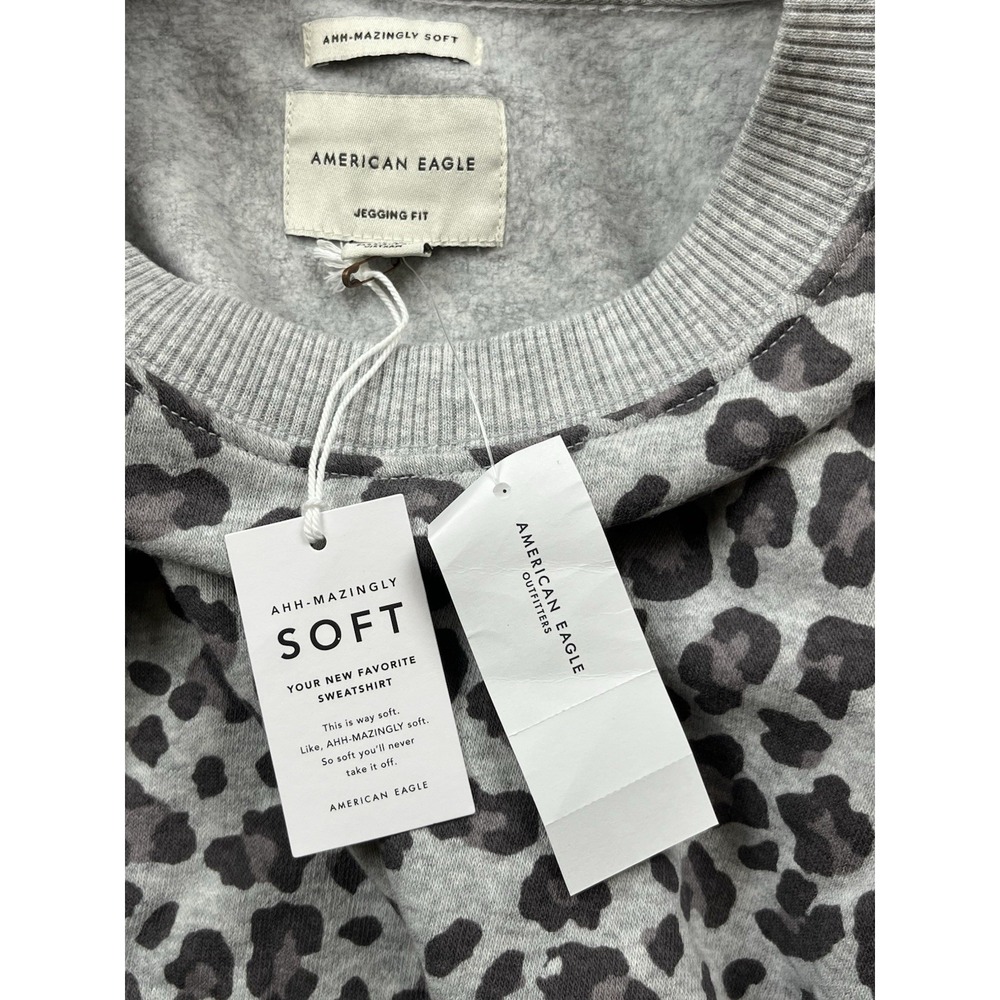 American Eagle Sweatshirt Small Ahh-mazingly Soft Jegging Fit Relaxed Leopard - Picture 3 of 13